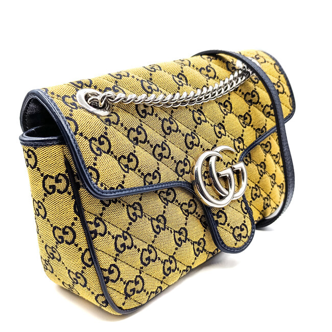 Handbag Gucci Marmont Matelasse Canvas & Navy Leather 125095084