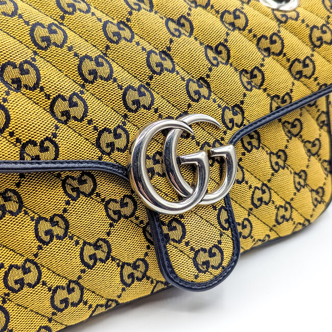 Handbag Gucci Marmont Matelasse Canvas & Navy Leather 125095084