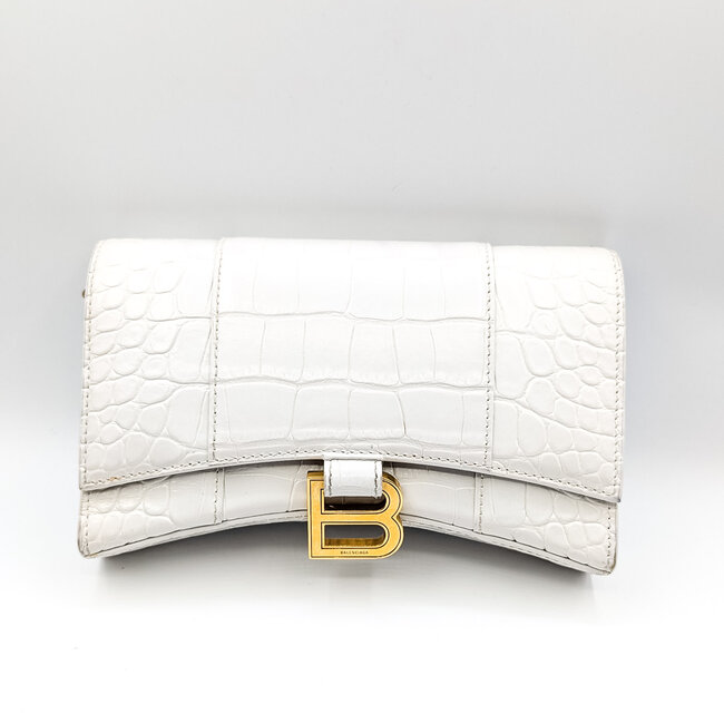 Handbag Balenciaga Hourglass Wallet on a Chain Mock-Croc 225095002