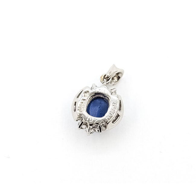 Pendant Halo 0.59ctw Round & Baguette Diamonds 1.97ct Pastel Blue Star Sapphire Pt850 .75x.5" 3.36g 126010034