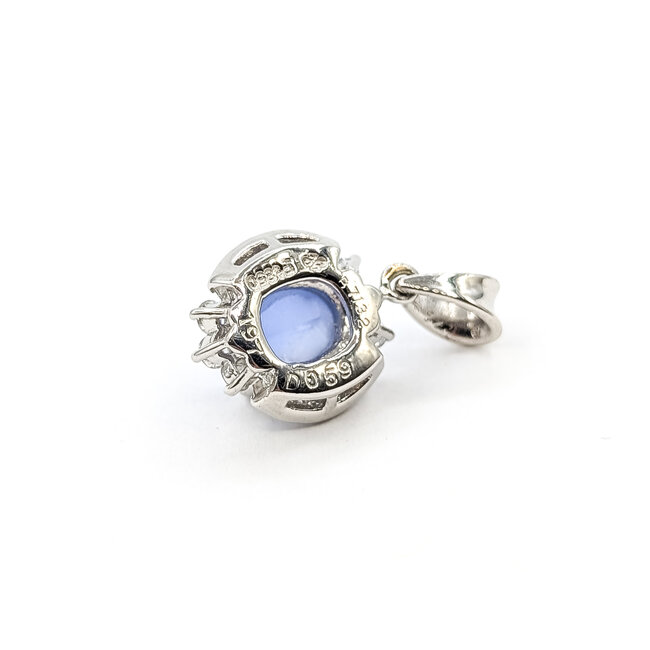 Pendant Halo 0.59ctw Round & Baguette Diamonds 1.97ct Pastel Blue Star Sapphire Pt850 .75x.5" 3.36g 126010034