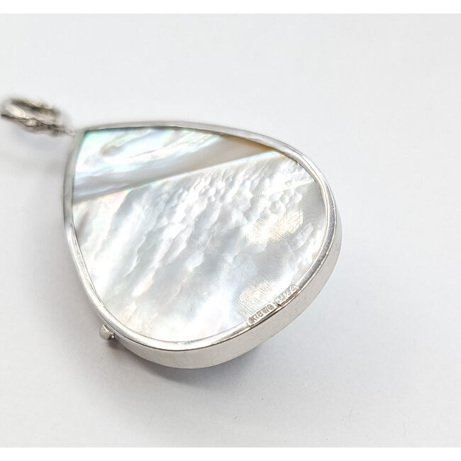 Pendant Pearl Enhancher 0.04ctw Round Diamonds 2x1.25" MOP Pearl K18WG 2.4x1.25" 19.49g 126010031