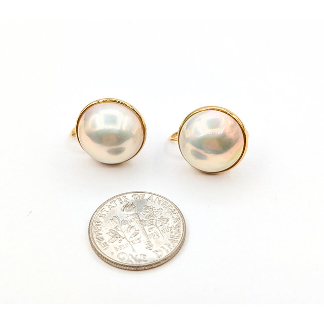 Earrings Screwback 14mm MOP Mabe Pearl K18YG 15mm 4.89g 126010038