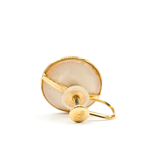 Earrings Screwback 14mm MOP Mabe Pearl K18YG 15mm 4.89g 126010038