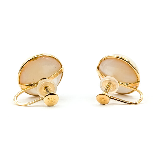 Earrings Screwback 14mm MOP Mabe Pearl K18YG 15mm 4.89g 126010038