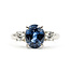 Ring 3-Stone 0.47ctw Round Diamonds 3.55ct Blue Sapphire 900pt 3mm Sz8 7.09g 126010013