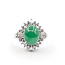 Ring Cocktail Halo 0.44ctw Round & Baguette Diamonds 10x8mm Jade 900pt 16mm Sz4 8.11g 126010012