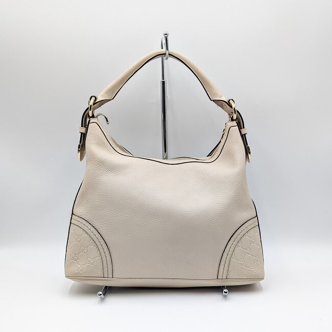 Handbag Gucci Guccissima Hobo Cream Leather 126015117
