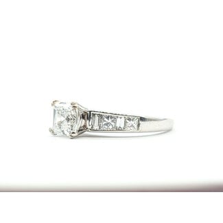 Ring Egagement 1.10ct Asscher Lab Grown Diamond IGI: LG718504428 .56ctw Princess & Baguette Diamonds 18kw Sz6 123120108