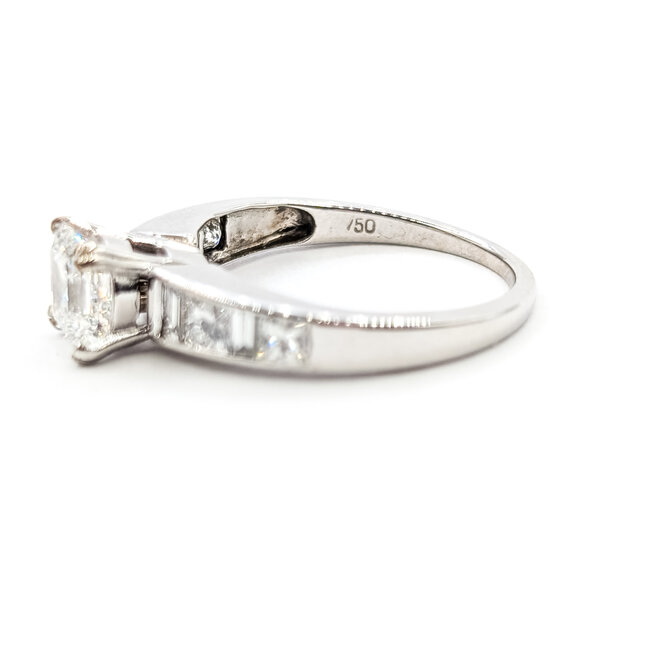 Ring Engagement 1.10ct Asscher Lab Grown Diamond IGI: LG718504428 .56ctw Princess & Baguette Diamonds 18kw Sz6 123120108