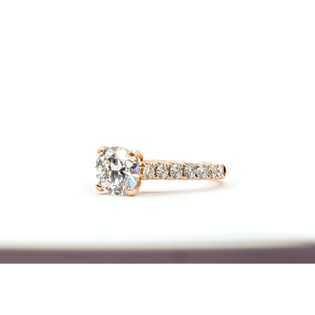 Ring Engagement .96ct Lab Grown Diamond IGI: 652461847 Hidden Halo Cathedral 0.4ctw Near Colorless Diamonds 14kr Sz4 3.1g 125120090