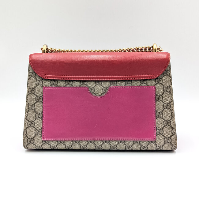 Handbag Gucci GG Padlock Supreme Red Leather Canvas 125070044