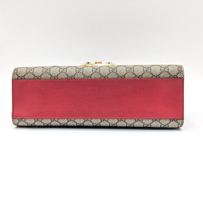 Handbag Gucci GG Padlock Supreme Red Leather Canvas 125070044