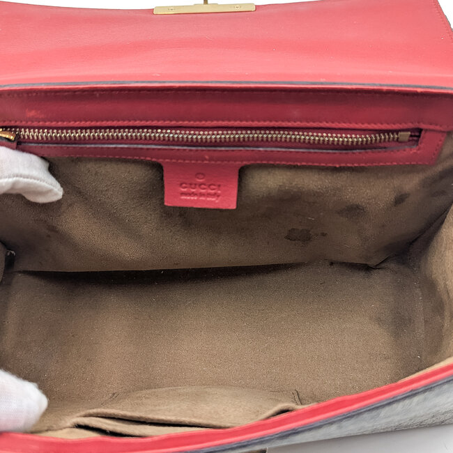 Handbag Gucci GG Padlock Supreme Red Leather Canvas 125070044