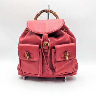 Backpack Gucci Bamboo Red Leather 125105104