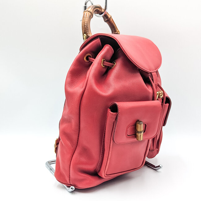 Backpack Gucci Bamboo Red Leather 125105104