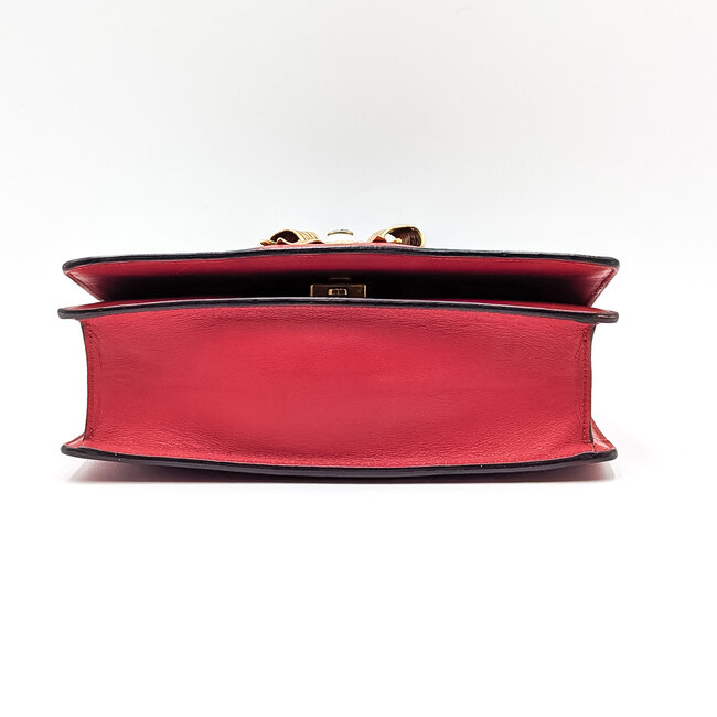 Handbag Louis Vuitton Gucci Peony Eye Chain Red Leather 125105063