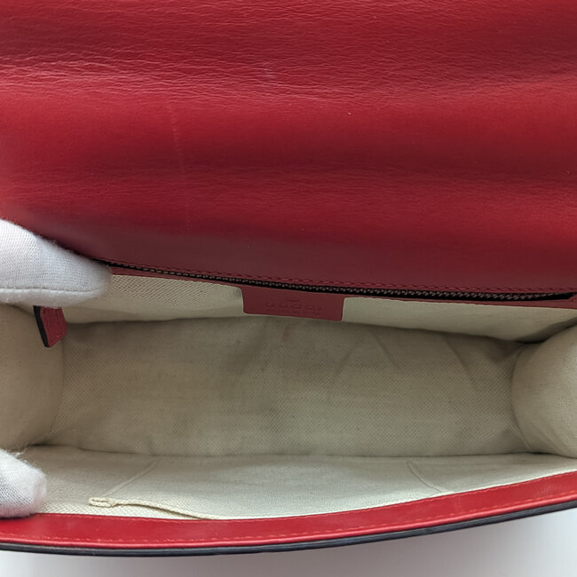 Handbag Louis Vuitton Gucci Peony Eye Chain Red Leather 125105063