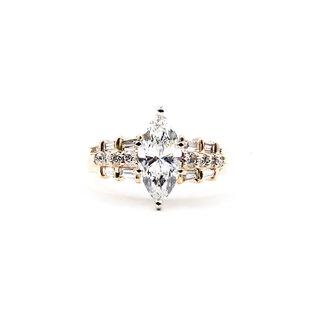 Ring  Engagement 1.32ct Marquise Lab Grown Diamond IGI: 654447735 0.16ctw Round Diamonds 14ky 6.8mm Sz7 5.8g 125110031