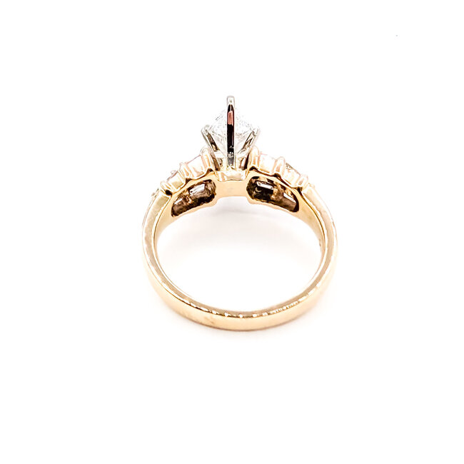 Ring  Engagement 1.32ct Marquise Lab Grown Diamond IGI: 654447735 0.16ctw Round Diamonds 14ky 6.8mm Sz7 5.8g 125110031