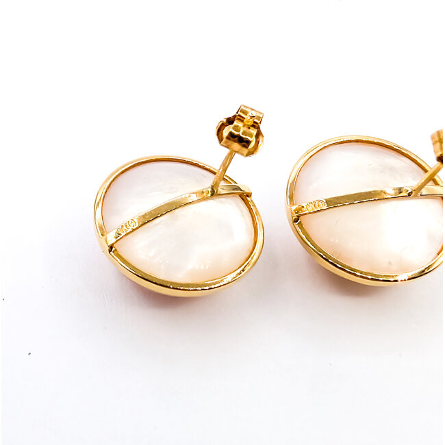 Earrings Stud 15mm MOP Mabe Pearl K18YG 15mm 4.13g 126010037