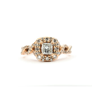 Ring Halo Twisted .35ct Princess Diamond .50ctw Diamonds 14kr Sz5.25 4g 226012026