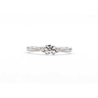 Ring 3-Stone Milgrain 0.283ctw Round Diamonds Pt900 Sz5 3.06g 126010035