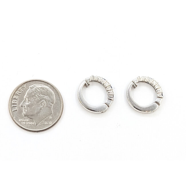 Earrings Mini Hoop Clip .09ctw Round Diamonds .12ctw Blue Sapphire 14kw 12x2mm 2.1g 126010016