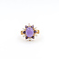 Ring 10mm x 8mm Lavendar Jade .18ctw Amethyst Pearls 14ky Sz7 4.2g 226012033