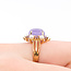 Ring 10mm x 8mm Lavendar Jade .18ctw Amethyst Pearls 14ky Sz7 4.2g 226012033