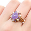 Ring 10mm x 8mm Lavendar Jade .18ctw Amethyst Pearls 14ky Sz7 4.2g 226012033