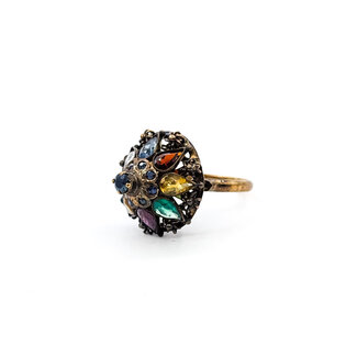 Ring Bohemian Sapphire, Ruby, Citrine, Garnet & Glass 18ky Sz7.5 6.56g 226012037