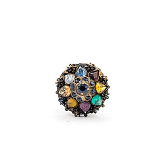 Ring Bohemian Sapphire, Ruby, Citrine, Garnet & Glass 18ky Sz7.5 6.56g 226012037