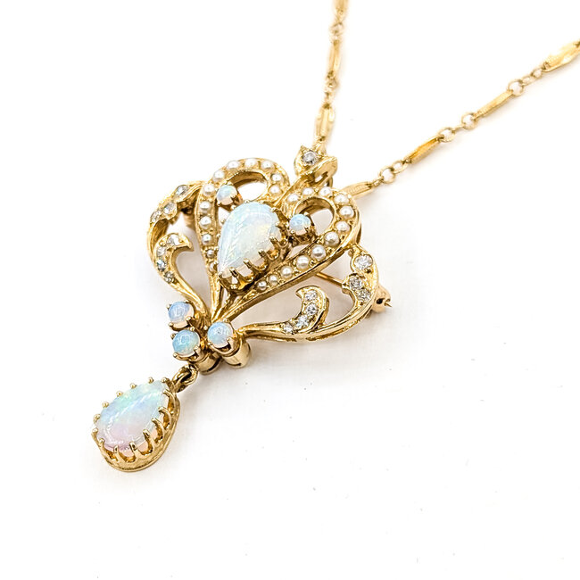 Pendant Lavalier 1.8ctw Australian Opal 14ky 9.5g 16" 226012029