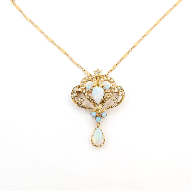 Pendant Lavalier 1.8ctw Australian Opal 14ky 9.5g 16" 226012029