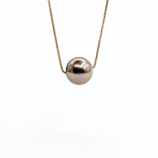 Necklace Solitaire 9.5mm Tahitian Pearl 10kr 15-17" 2.27g 126010022