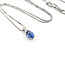 Necklace Drop 0.05ctw Round Diamonds 1.07ct Blue Sapphire 850pt 15-17" 5.26g 126010023