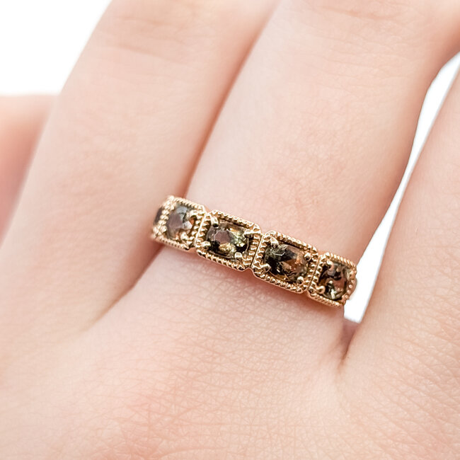 Ring 5-Stone .60ctw Smokey Quartz 14kr 4.45mm Sz7 2.73g 225100037