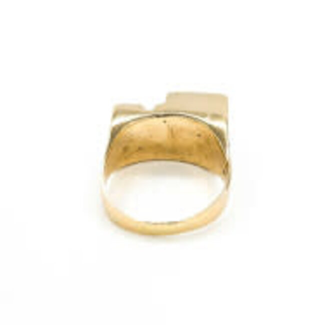 Ring .05ct Round Diamond 6mm Opal 14ky Sz11 17.9g 226012032