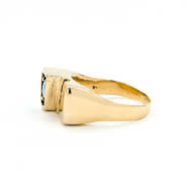 Ring .05ct Round Diamond 6mm Opal 14ky Sz11 17.9g 226012032