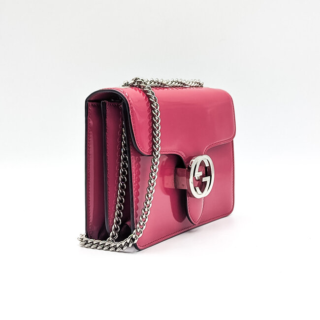 Handbag Gucci Interlocking GG Pink Calfskin Leather 126015090