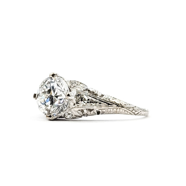 Ring Filigree 1.46ct RB Lab Grown Diamond IGI: 698568850 .12ctw Round Diamonds 900pt 7.2mm Sz7 3.1g 125040047