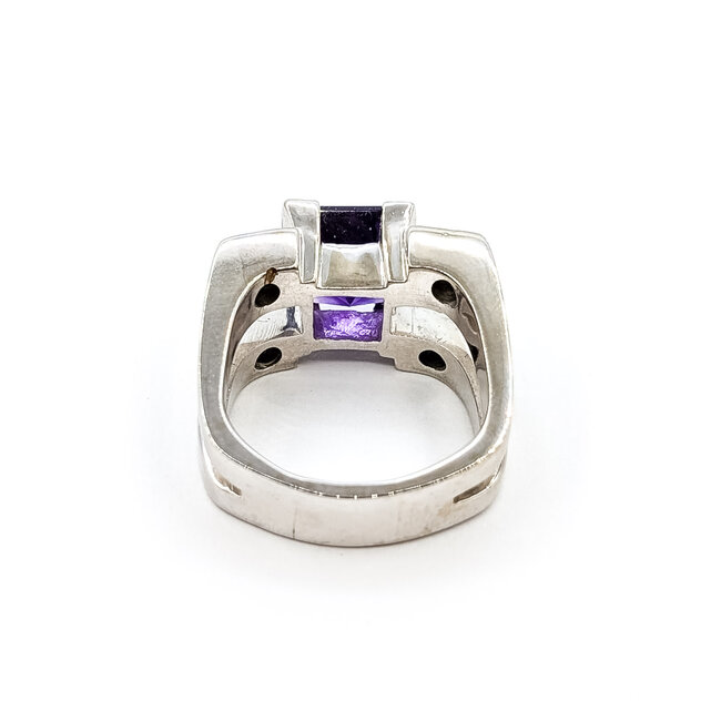 Ring .40ctw Princess Diamonds 5.50ct Amethyst 14kw Sz10 20.1g 226012031