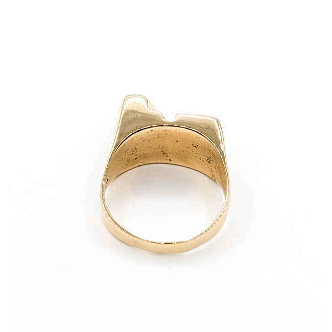 Ring .05ct Round Diamond 6mm Opal 14ky Sz11 17.9g 226012032