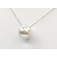 Necklace Adjustable Length .08ctw Round Diamonds .02ct Red Ruby 13.5mm Cultured Pearl 18kw 15-17" 4.94g 126010020