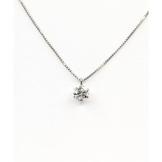 Necklace Solitaire 0.223ct Round Diamonds 850pt 16-18" 1.71g 126010009