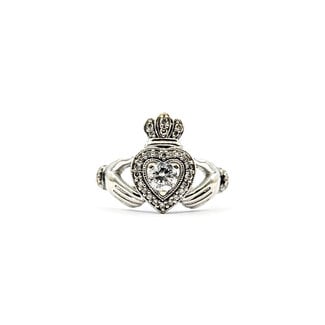 Ring Claddagh .22ct Round Diamond .33ctw Near Colorless Diamonds 14kw Sz7 2.22g 126010001