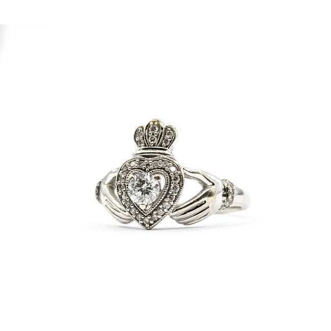 Ring Claddagh .22ct Round Diamond .33ctw Near Colorless Diamonds 14kw Sz7 2.22g 126010001