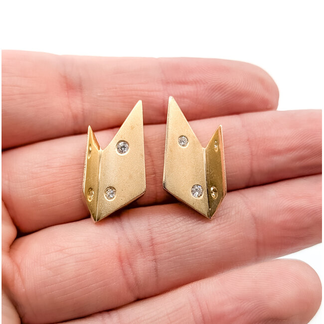 Earrings Stud Modern .16ctw Round Diamonds 14ky 1x.5" 12.89g 126010005