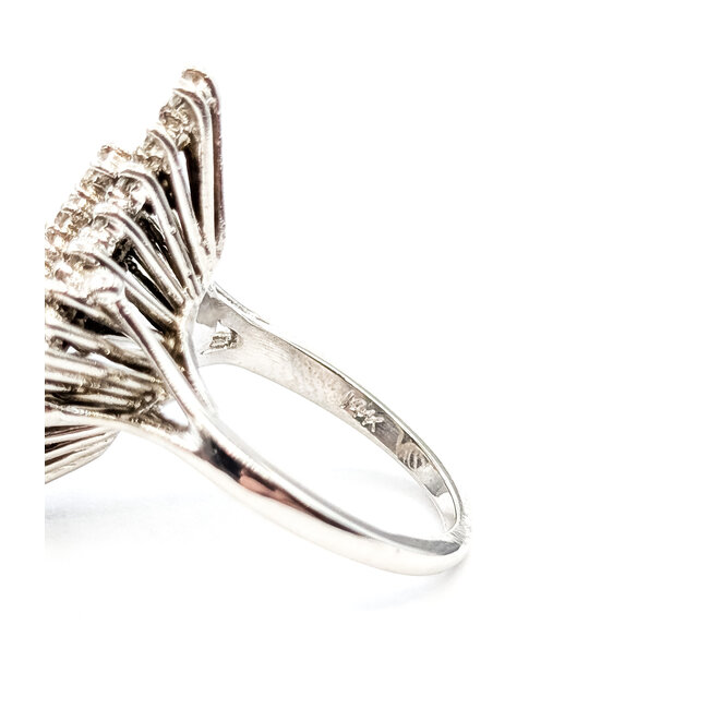 Ring Cluster Double Halo 1.00ctw Round Diamonds 14kw 26x19mm Sz6 7.58g 226012014